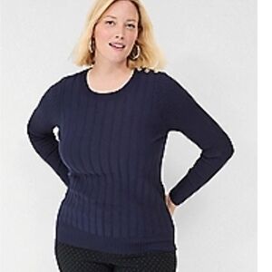 Lane Bryant Dark Blue Crew Neck Sweater